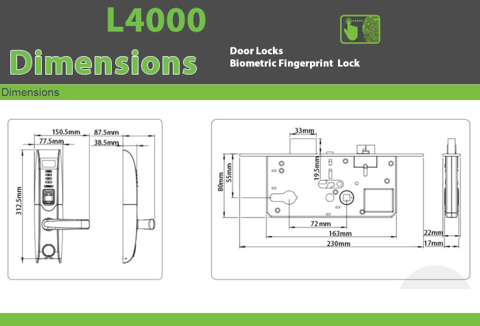 L4000 Biometric Fingerprint And Time Attendance Door Lock